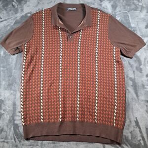 Paul Jones Shirt Mens XL Polo Short Sleeve Pullover Preppy Brown Rust Bowling